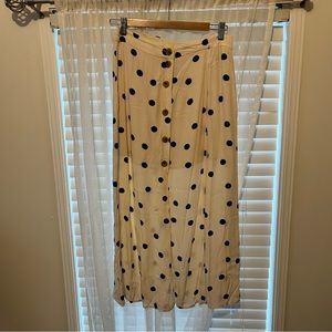 Polka dot midi dress with buttons down the middle
